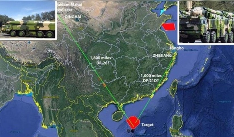 Sáng 26/8, quân đội Trung Quốc đã phóng tên lửa đạn đạo chống hạm từ Thanh Hải và Chiết Giang tới khu vực biển phía Bắc quần đảo Hoàng Sa thuộc chủ quyền Việt Nam (Ảnh: Đông Phương).