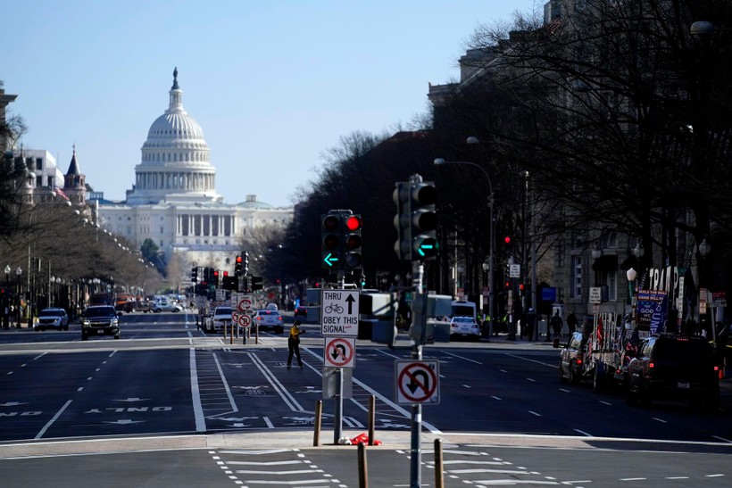 Thủ đô Washington được đặt trong tình trạng khẩn cấp từ ngày 11 đến 24/1 (Ảnh: AP).