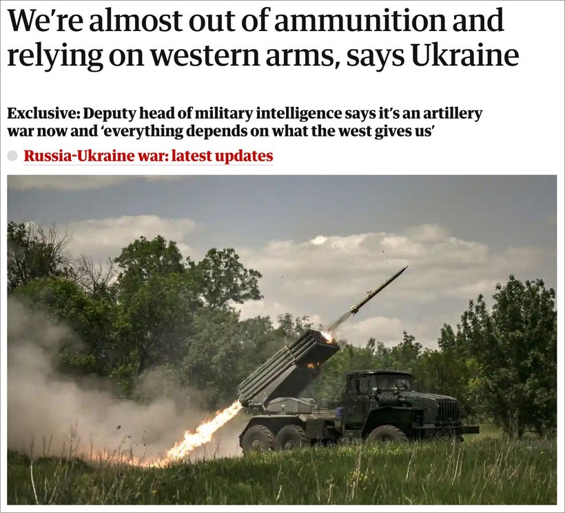 Báo Anh The Guardian viết về tình trạng phụ thuộc vũ khí phương Tây của Ukraine.