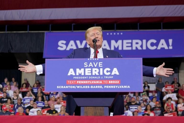 Ông Trump phát biểu tại cuộc mính tinh của những người ủng hộ ông tại Wilkes-Barre, bang Pennsylvania vào thứ Bảy, ngày 3/9 (Ảnh: AP).