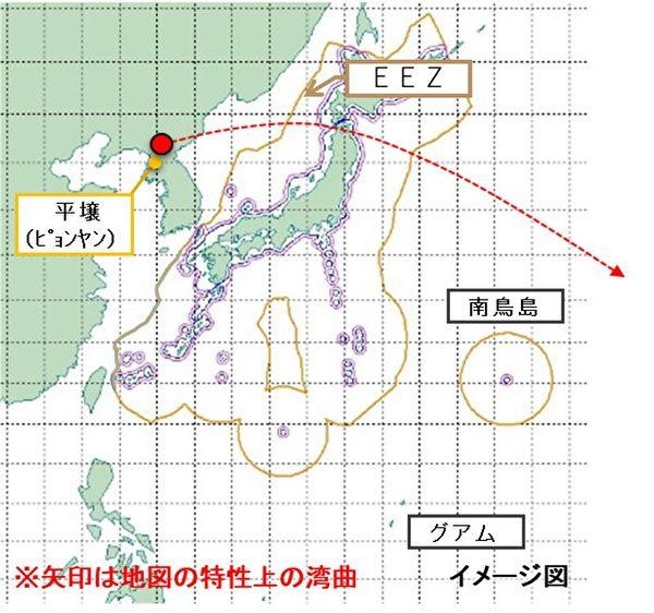 Bản đồ vụ phóng thử tên lửa đạn đạo của Triều Tiên sáng 4/10 do Bộ Quốc phòng Nhật công bố ( Ảnh: NHK).