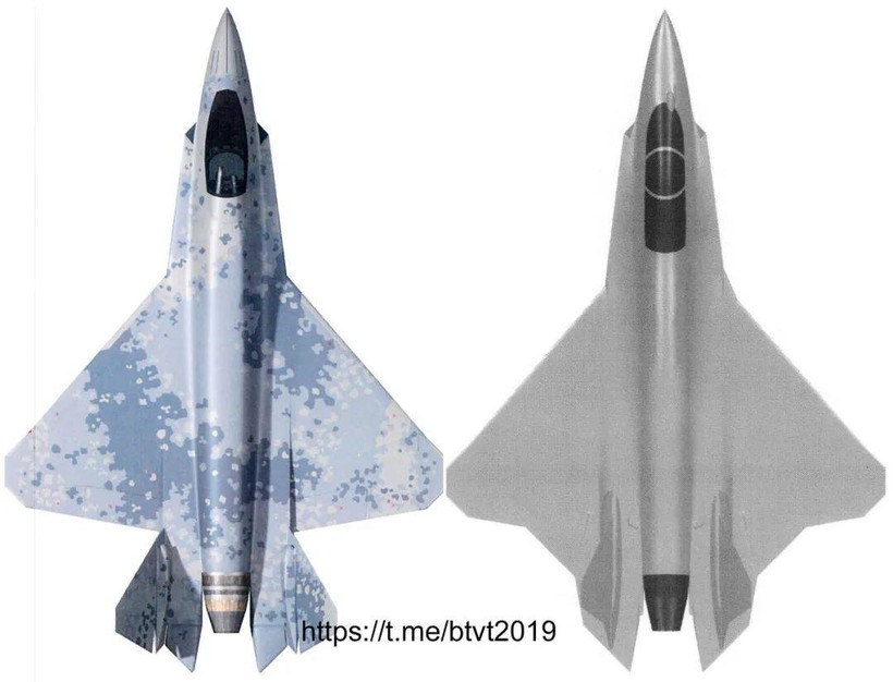 So sánh hai mẫu Su-75 Checkmate bản công bố năm 2021 (trái) và bản thiết kế lại (phải). Ảnh: Sohu.