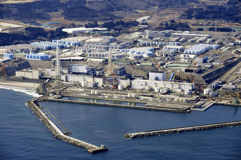 Khu vực Nhà máy điện hạt nhân Fukushima Daiichi tháng 4/2022. Ảnh Kyodo News /AP File.
