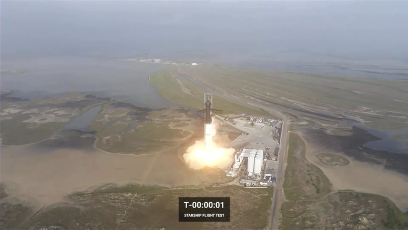 Phóng hệ thống tàu vũ trụ Starship ngày 20/4. Ảnh video SpaceX.