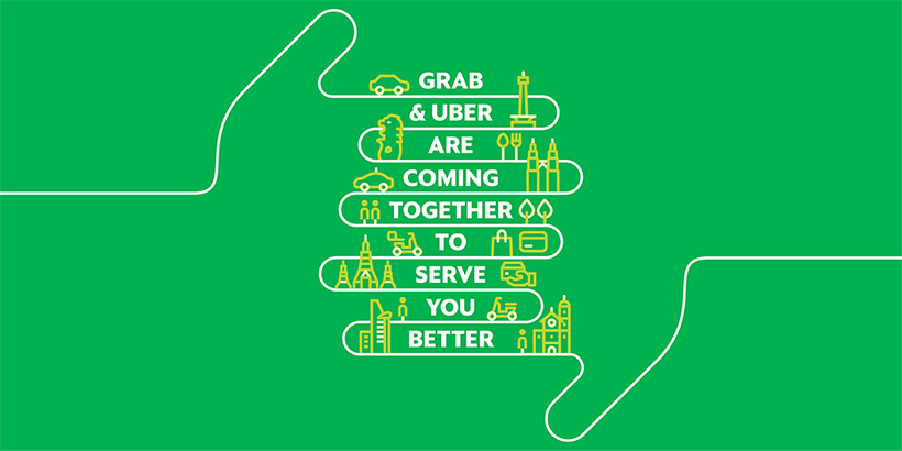 Quảng cáo của Grab sau vụ thâu tóm Uber tại Đông Nam Á với nội dung: "Grab và Uber sẽ sát nhập để phục vụ bạn tốt hơn". Nguồn: Grab