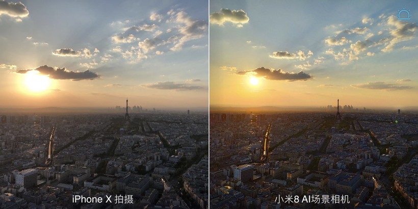 So sánh khả năng chụp ảnh của Mi 8 và iPhone X. Ảnh: Xiaomi