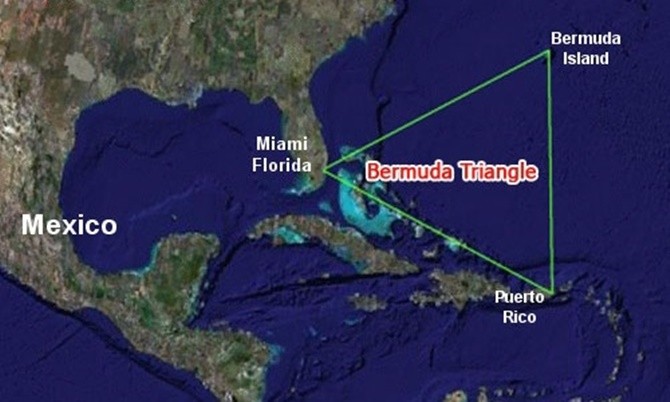Tam giác Bermuda trên bản đồ