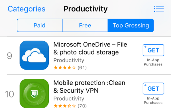Ứng dụng “Mobile protection :Clean & Security VPN” trên App Store - Ảnh: Johnny Lin