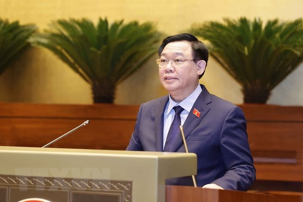 Chủ tịch Quốc hội Vương Đình Huệ phát biểu kết thúc phiên chất vấn và trả lời chất vấn. (Ảnh: Doãn Tấn/TTXVN)