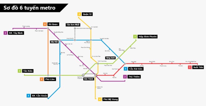 Sơ đồ các tuyến metro - Nguồn: Ban Quản lý Đường sắt đô thị