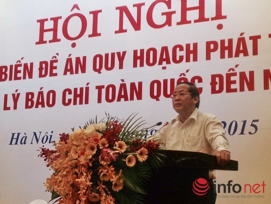 Thứ trưởng Bộ TT&TT Trương Minh Tuấn công bố nội dung Quy hoạch báo chí đến năm 2020. Ảnh: B.M
