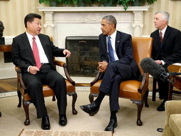 Tổng thống Mỹ Barack Obama tiếp Chủ tịch Trung Quốc Tập Cận Bình tại Nhà Trắng ngày 25.9 - Ảnh: Reuters 