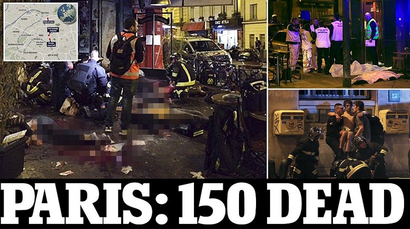 Hiện trường vụ tấn công khủng bố đẫm máu tại thủ đô Paris