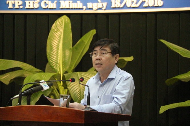 Chủ tịch UBND TP.HCM Nguyễn Thành Phong phát biểu chỉ đạo tại cuộc họp ngày 18-2 - Ảnh: Mai Hương