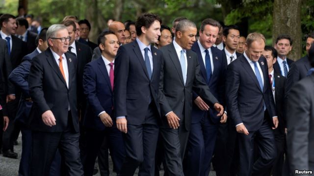 Lãnh đạo G7 cùng với các nhà lãnh đạo của Liên hiệp Châu Âu tại Nhật Bản ngày 26/5