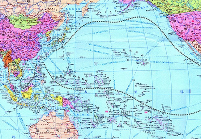 Tấm bản đồ 251 đoạn gần như bao trọn toàn bộ Thái Bình Dương