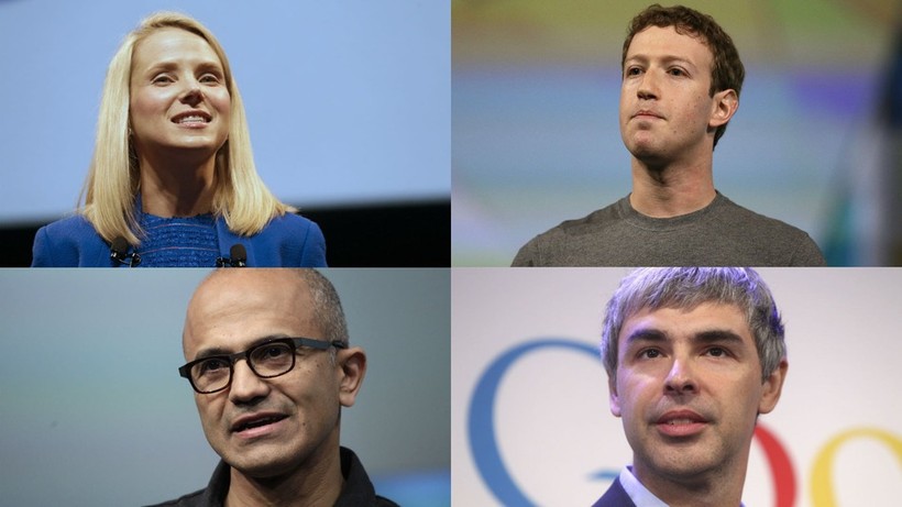 Từ trái qua, từ trên xuống: CEO Yahoo, CEO Facebook, CEO Microsoft và CEO Google