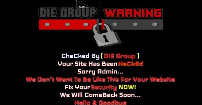 Đến sáng 12/3, giao diện website phanchutrinh.edu.vn vẫn còn treo hình ảnh bị hack của nhóm Die Group. - Ảnh: SecurityDaily.