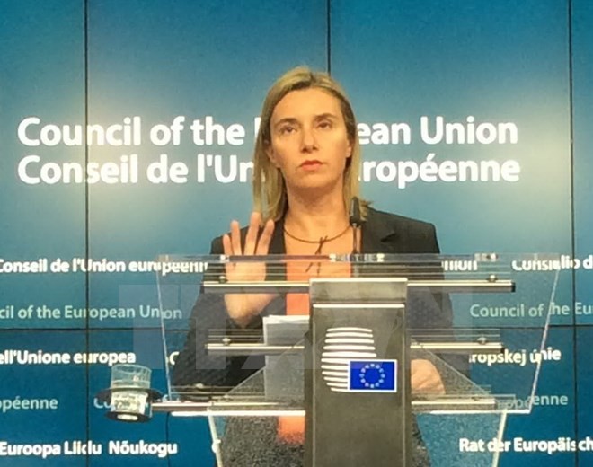 Quan chức phụ trách chính sách an ninh và đối ngoại của EU, bà Federica Mogherini. (Nguồn: AFP/TTXVN)