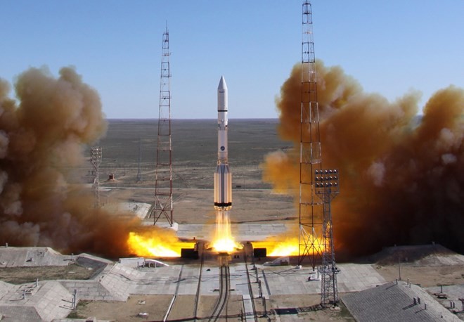 Tên lửa đẩy Soyuz phóng đi từ sân bay vũ trụ Baikonur (Nguồn: AFP)