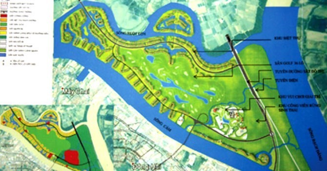 Quy hoạch các khu chức năng chính của Khu vui chơi giải trí, nhà ở và công viên sinh thái đảo Vũ Yên.