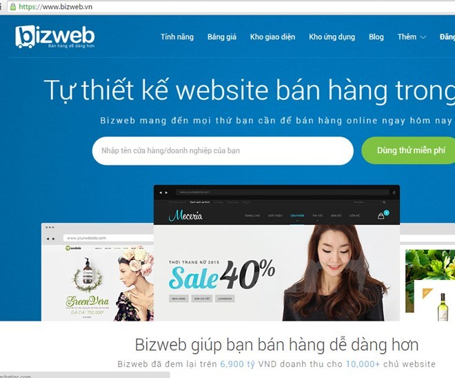 Tất cả khách hàng của Bizweb đều được nâng cấp hệ thống miễn phí. (Ảnh giao diện bizweb.vn)