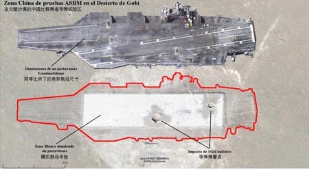 Theo hình ảnh vệ tinh, tên lửa đạn đạo Trung Quốc đã đánh chìm tàu sân bay