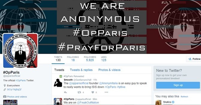 Hơn 5.500 tài khoản IS đã bị Anonymous đánh sập 