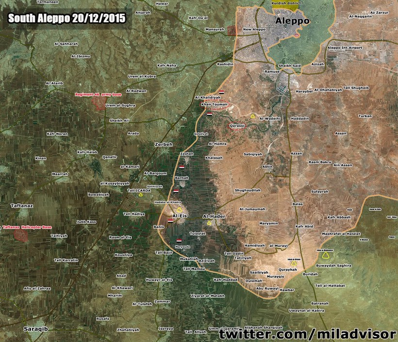 Bản đồ tình hình Aleppo cuối ngày 20.12.2015