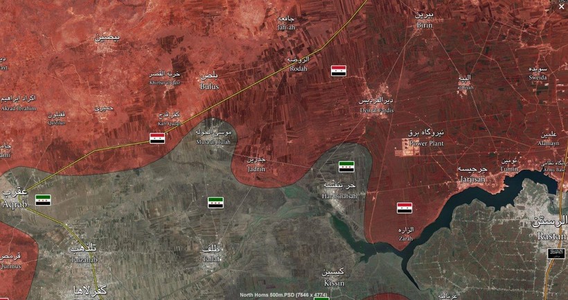 Bản đồ phân bổ lực lượng khu vực tỉnh Homs và Hama