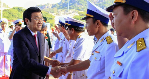 Chủ tịch nước Trương Tấn Sang dự lễ khánh thành cảng quốc tế Cam Ranh. Ảnh: A.X
