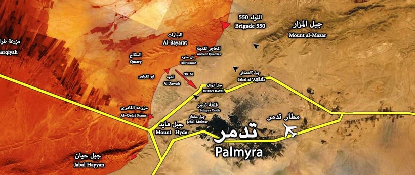 Quân đội Syria đánh thẳng vào cửa tây thành phố Palmyra 
