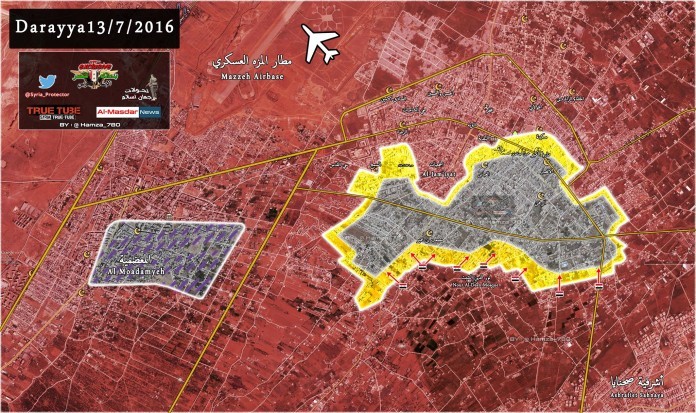 Bản đồ chiến sự thành phố vệ tinh Darayya