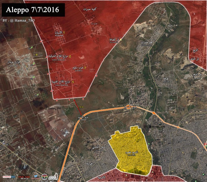 Bản đồ chiến sự khu vực Mallah Aleppo