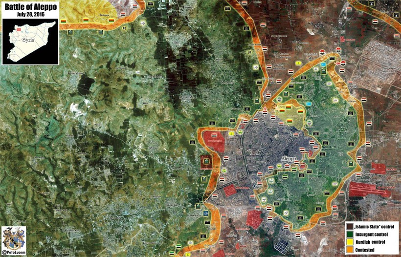 Bản đồ chiến sự thành phố Aleppo ngày 28.07.2016