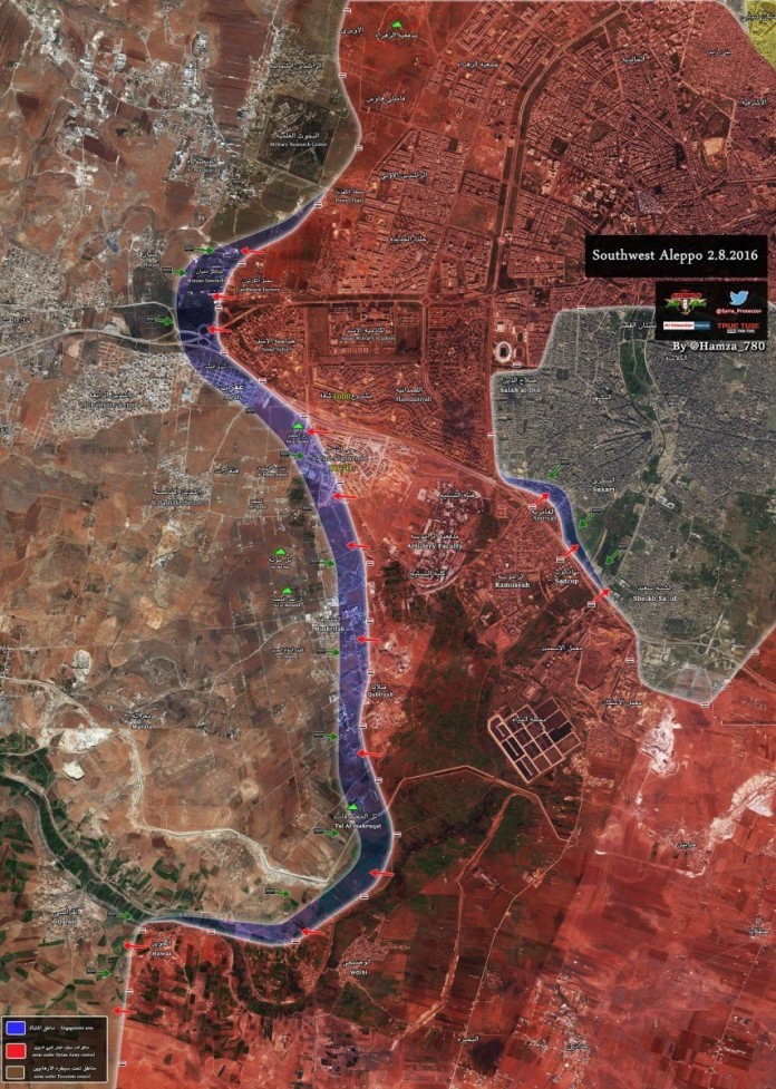 Bản đồ chiến sự quận Nam Aleppo ngày 02.08.2016