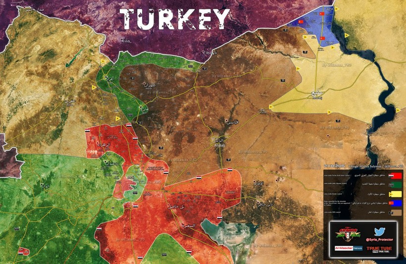 Bản đồ chiến sự miền Bắc tỉnh Aleppo ngày 27.08.2016