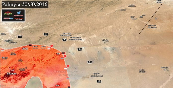 Bàn đồ chiến sự Palmyra ngày 30.08.2016