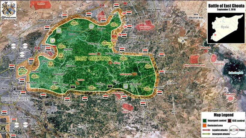 Bản đồ chiến sự vùng Đông Ghouta, Damascus