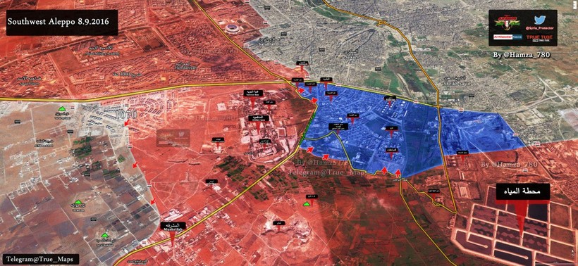 Bản đồ chiến sự thành phố Aleppo ngày 08.09.2016