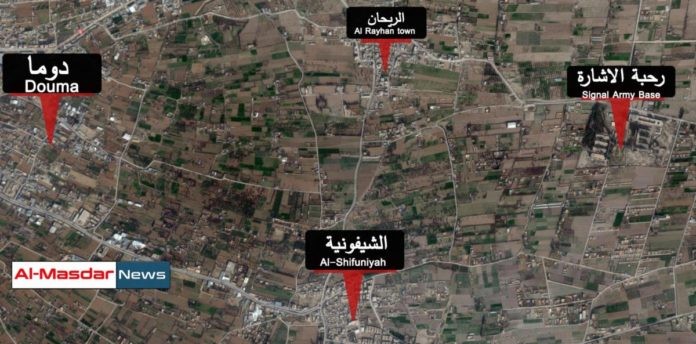 Bản đồ bố trí binh lực của lực lượng Hồi giáo cực đoan ở Đông Ghouta.