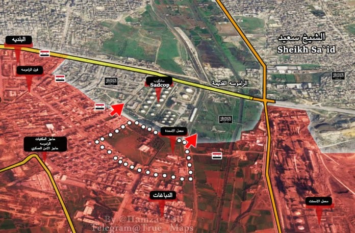 Bản đồ chiến sự thành phố Aleppo, khu vực phía Tây Nam thành phố Aleppo