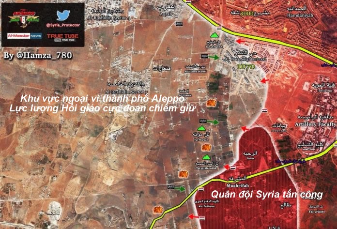 Bản đồ chiến sự thành phố Aleppo ngày 23.10.2016