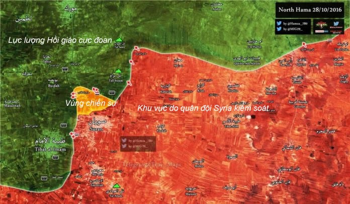 Bản đồ khu vực chiến sự thị trấn Hama