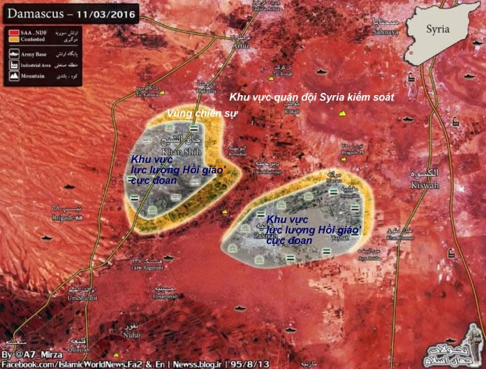 Bàn đồ tình hình chiến sự khu vực Tây Ghouta