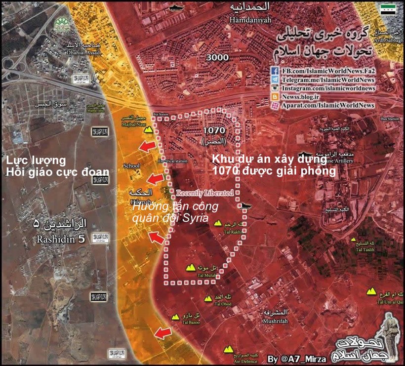 Bản đồ trận đánh giải phóng khu xây dựng chung cư dự án 1070 Tây Nam Aleppo