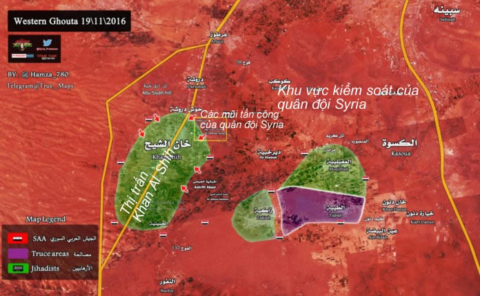 Bản đồ chiến sự khu vực Tây Ghouta