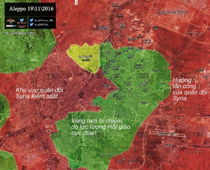 Bản đồ chiến sự thành phố Aleppo 