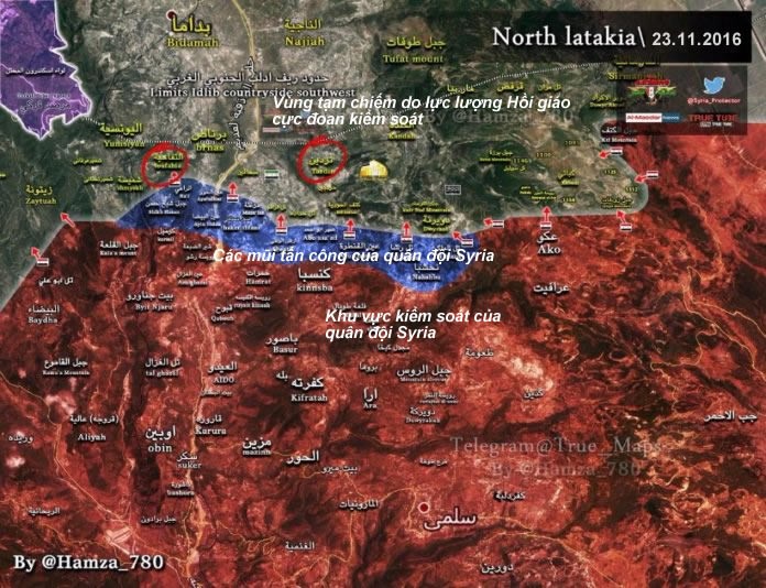 Bản đồ tình hình chiến sự vùng Đông Bắc Latakia