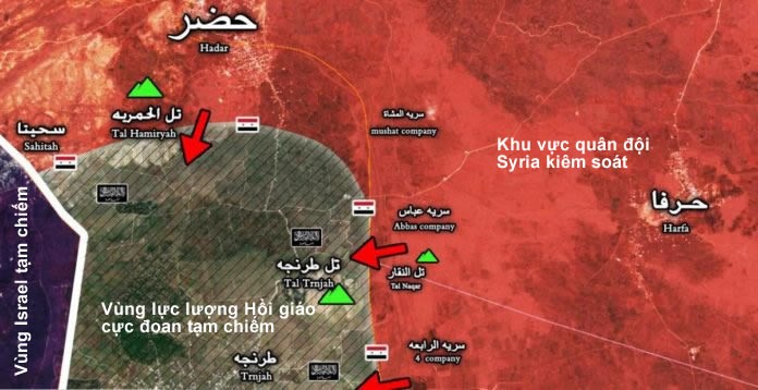 Hướng tấn công của quân đội Syria trên cao nguyên Golan